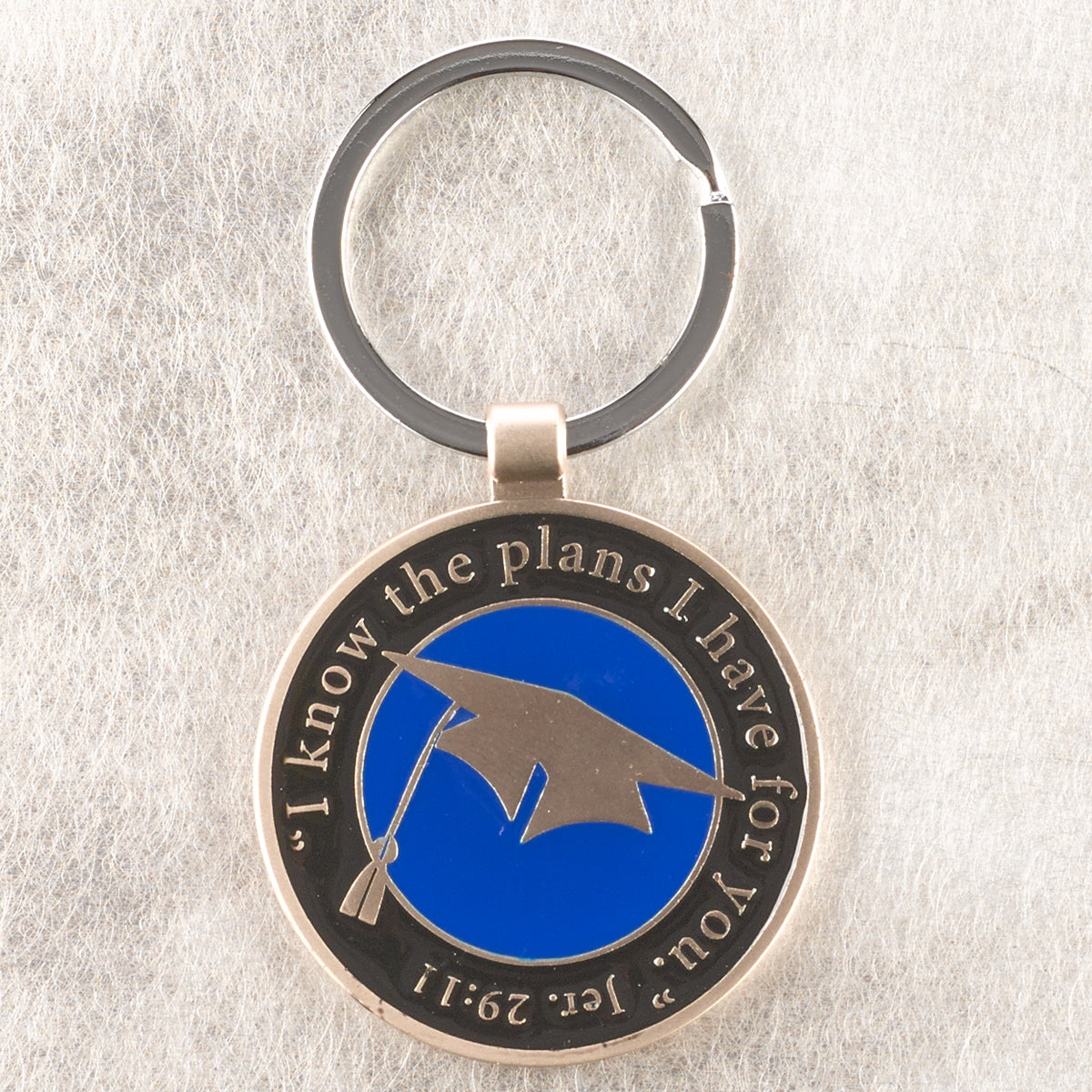 Hat and Tassel Graduation Key Ring in Tin - Jeremiah 29:11