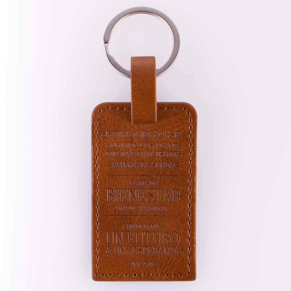 I Know the Plans Tawny Brown Faux Leather Key Ring - Jeremiah 29:11