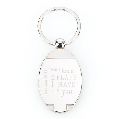 I Know the Plans Silver Metal Key Ring in Gift Tin - Jeremiah 29:11