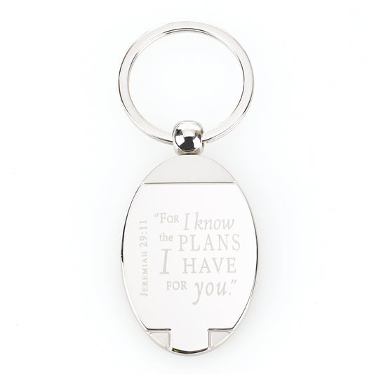 I Know the Plans Silver Metal Key Ring in Gift Tin - Jeremiah 29:11