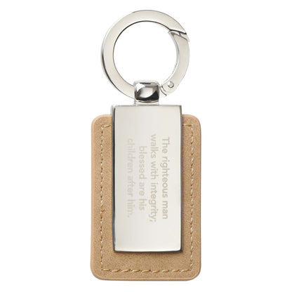 Righteous Man Silver and Tan Key Ring in Gift Tin - Proverbs 20:7