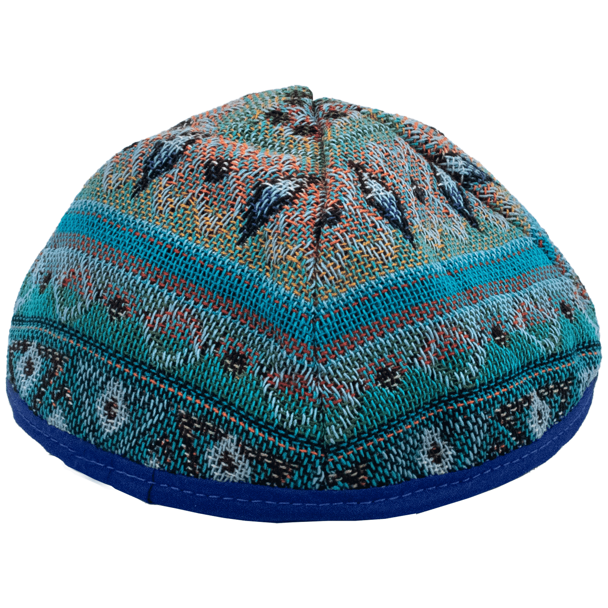 Turquoise Kippah with Diamond and floral designs
