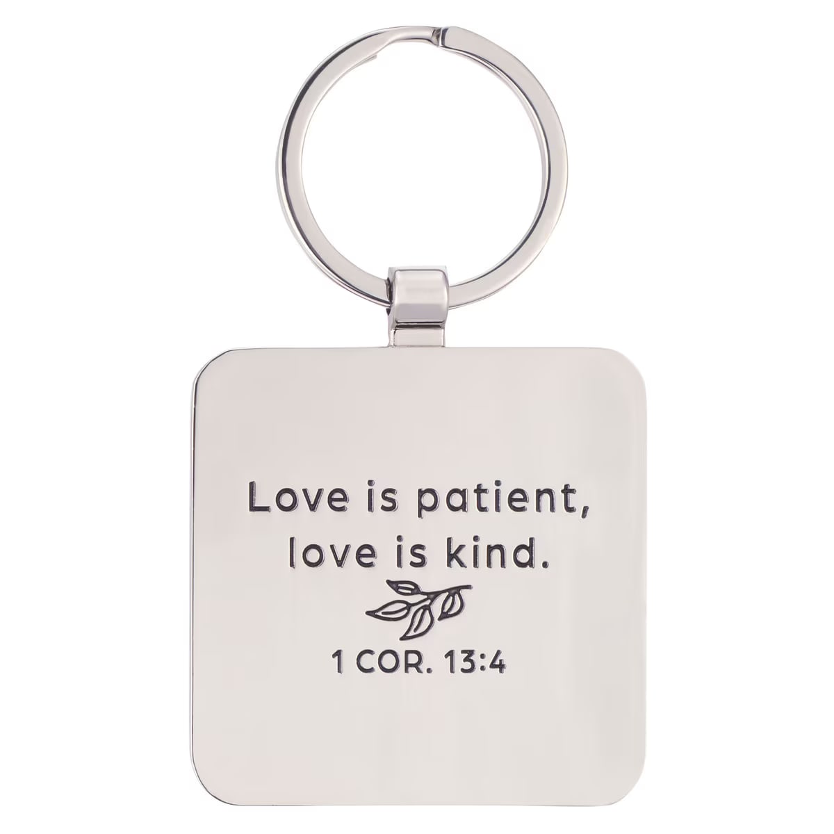 I Love You Mom Pink Epoxy-coated Metal Keychain - 1 Corinthians 13:4