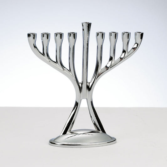 Hanukkah Menorah, Hanukkiah, aluminum, polished, out of box