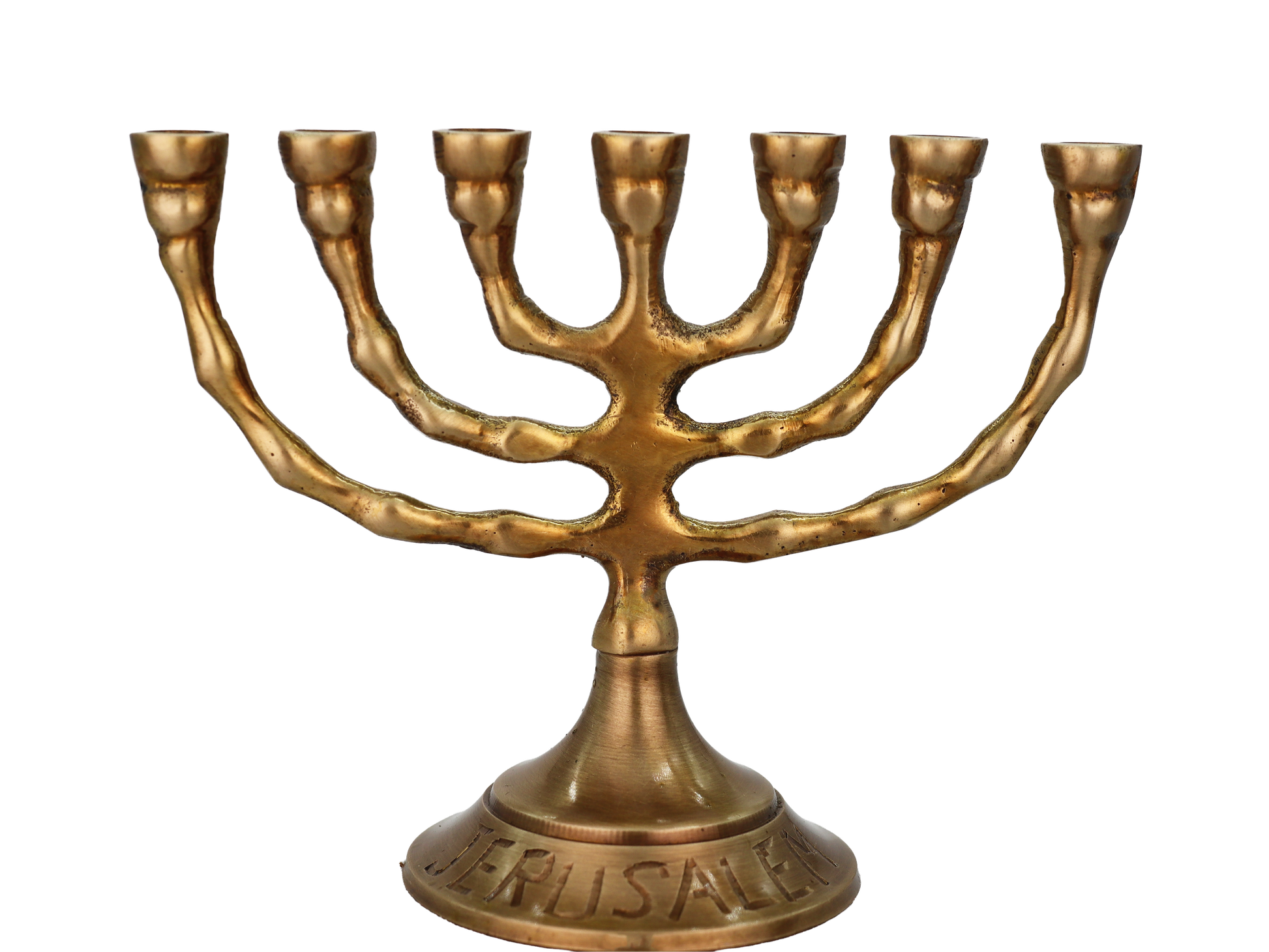 Bronze Menorah with 'Jerusalem' engraving on the base