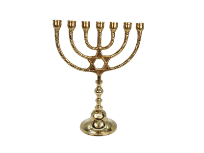 8.5" Star of David Brass Menorah
