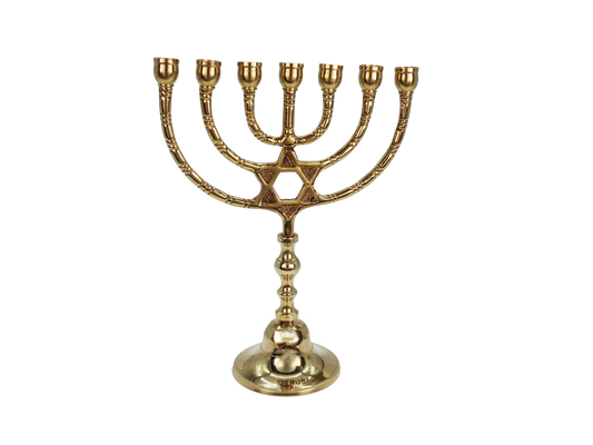 8.5" Star of David Brass Menorah