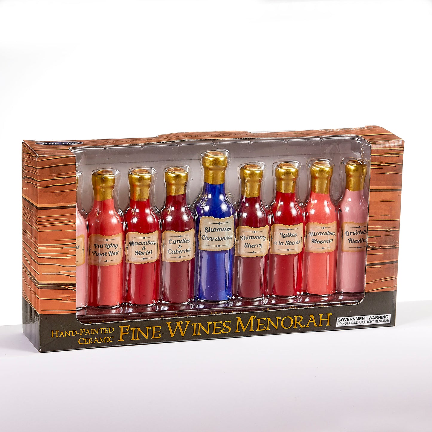 Fine Wines Handpainted Ceramic Menorah