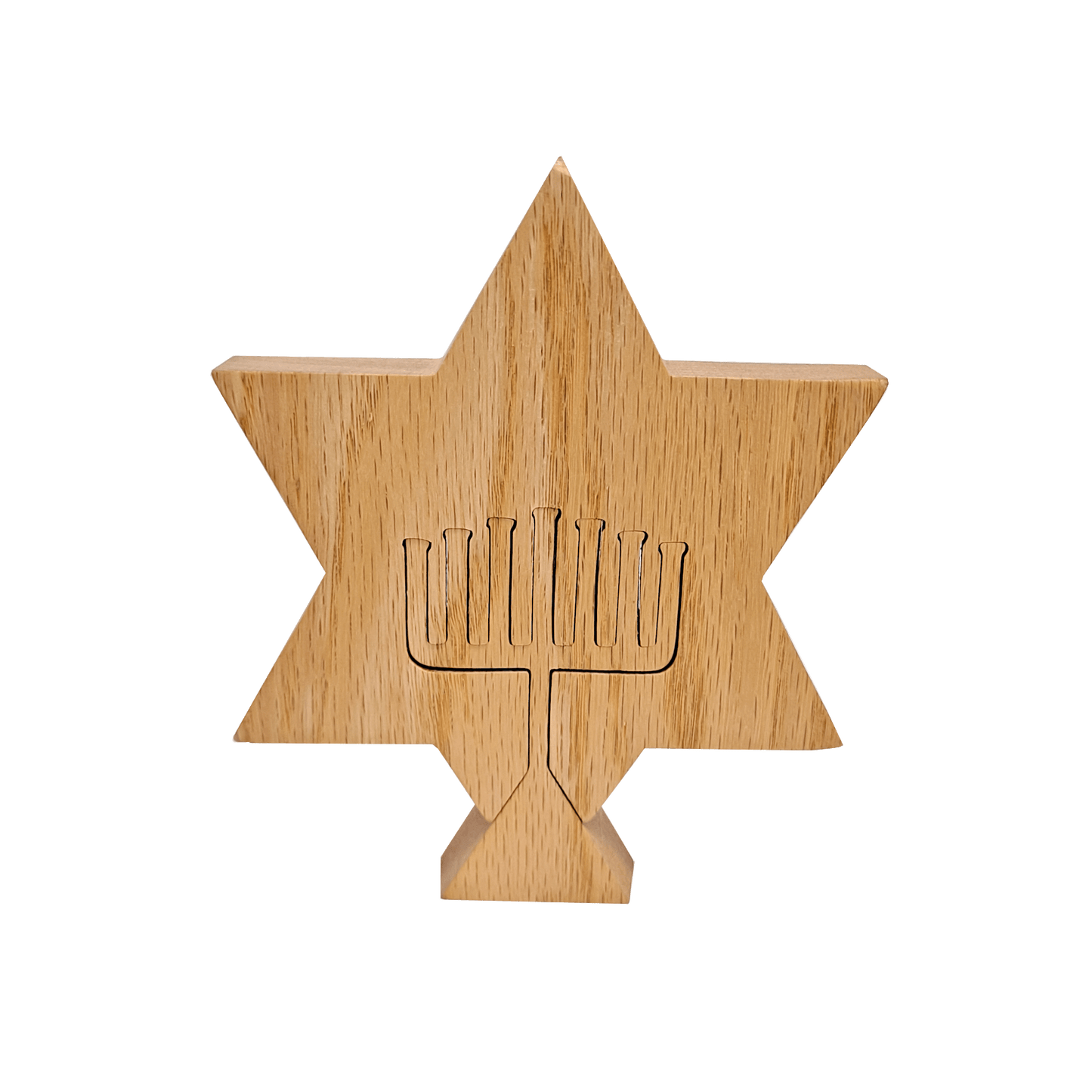 Menorah 6 1/4" Oak Star of David