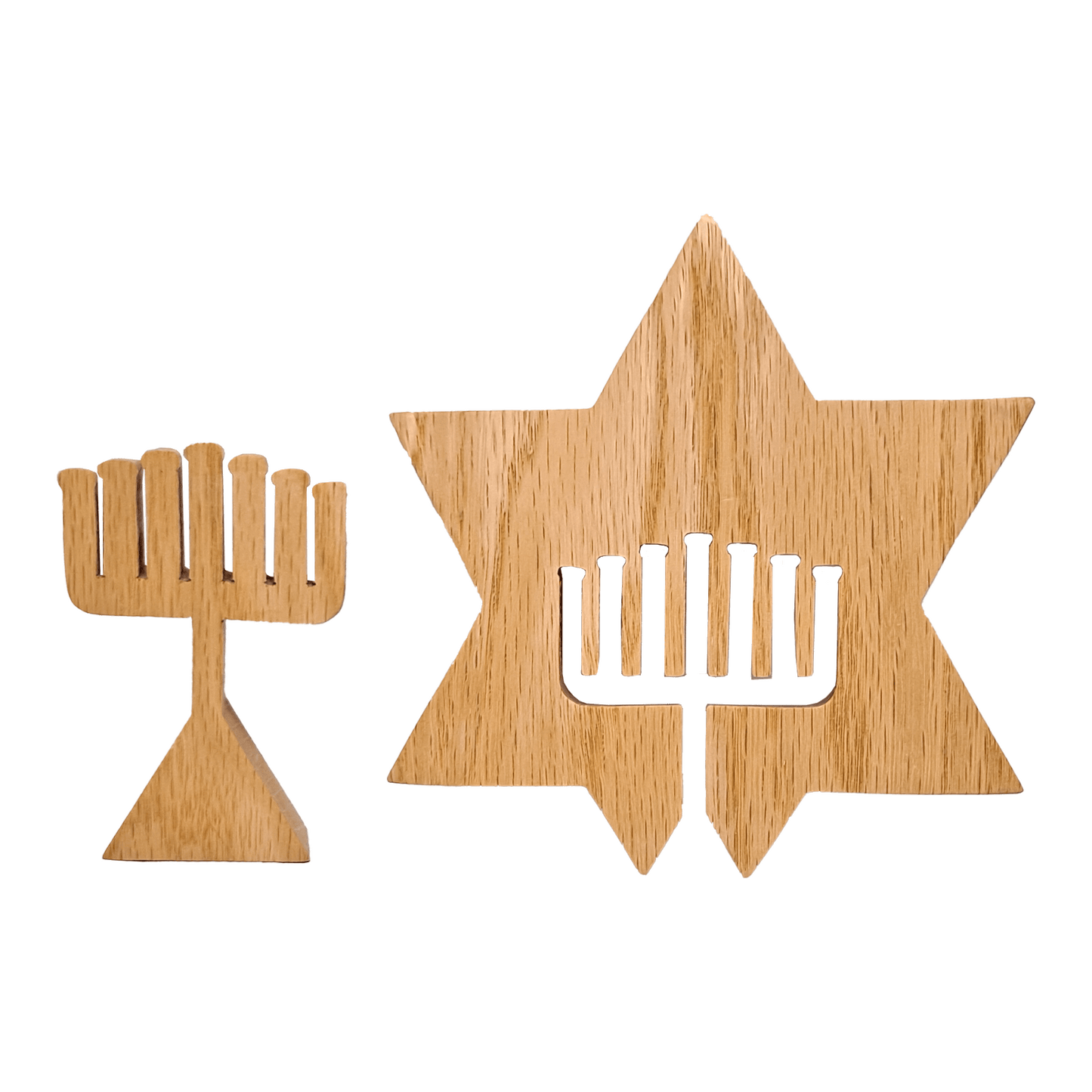 Menorah 6 1/4" Oak Star of David