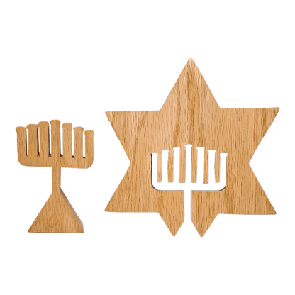 Menorah 6 1/4" Oak Star of David