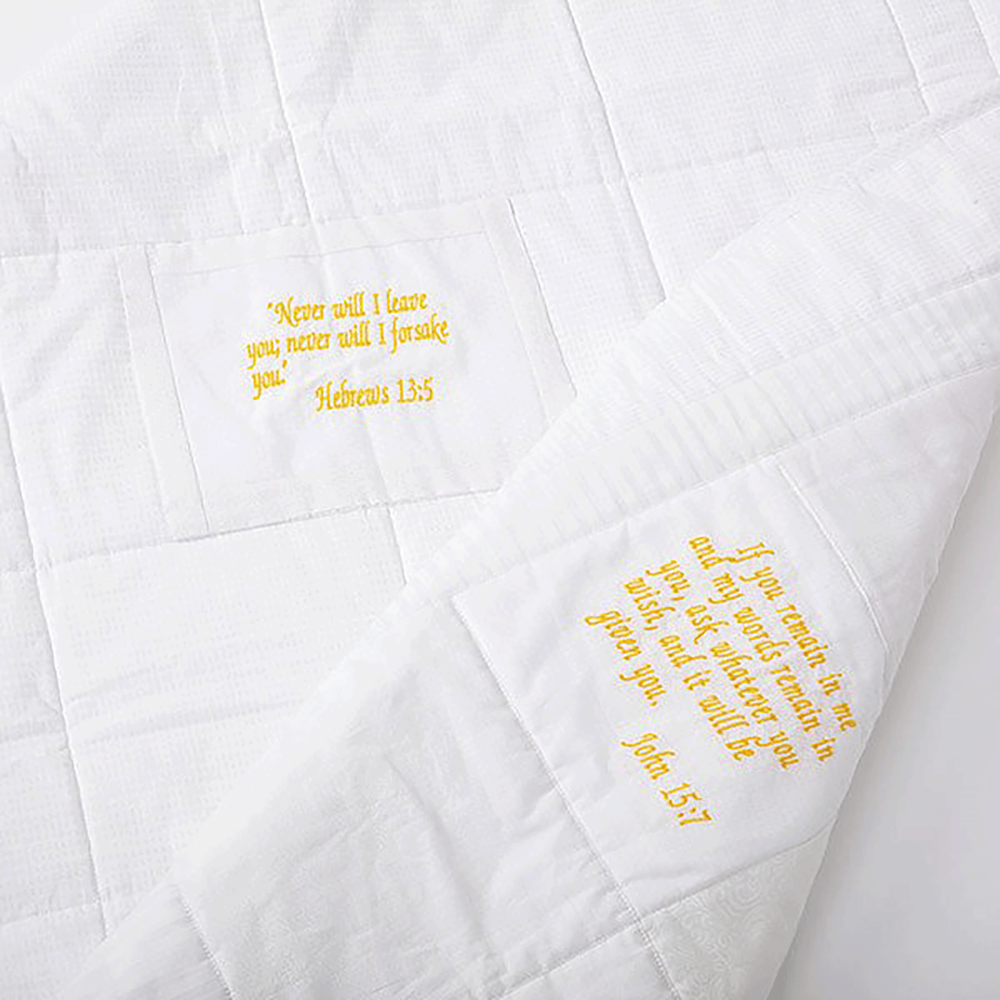 Baby Embroidered Scripture Quilt - White