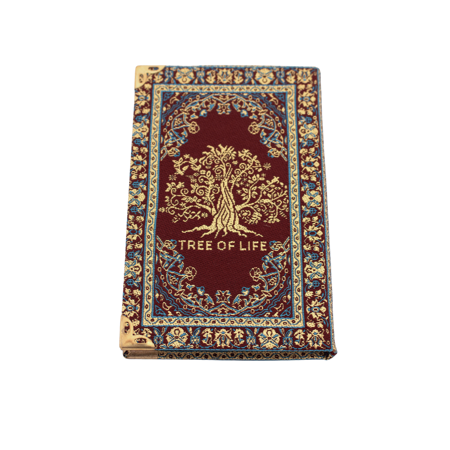  Burgundy notebook with gold and blue stitching and a Tree of Life on the front and back