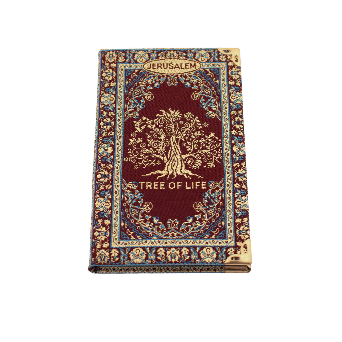  Burgundy notebook with gold and blue stitching and a Tree of Life on the front and back