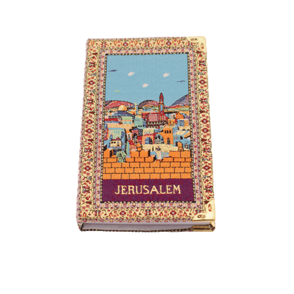 Notebook with a colorful view of the city of Jerusalem on the front and back