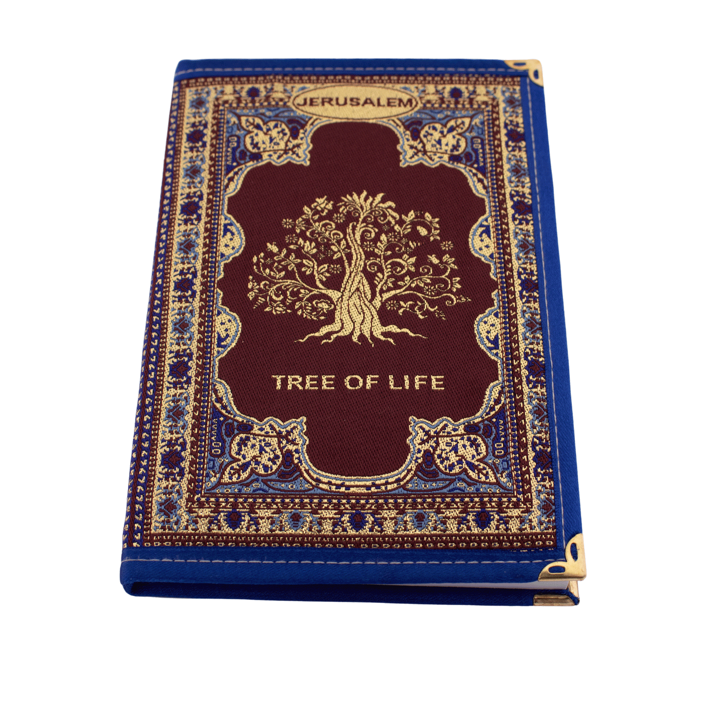  Burgundy notebook with gold and blue stitching and a Tree of Life on the front and back