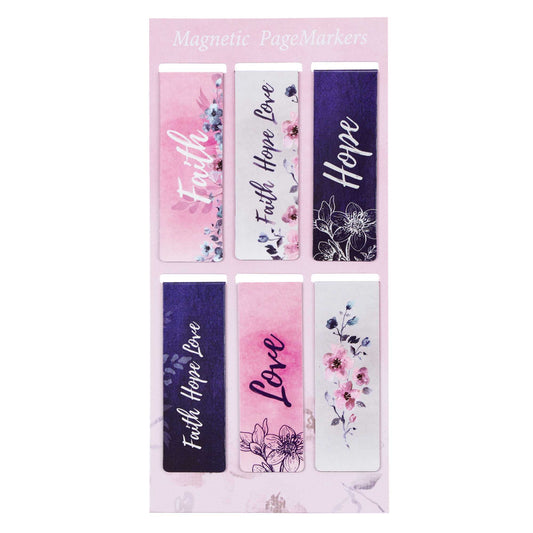 Front view of the Faith Hope Love Magnetic Bookmark Set