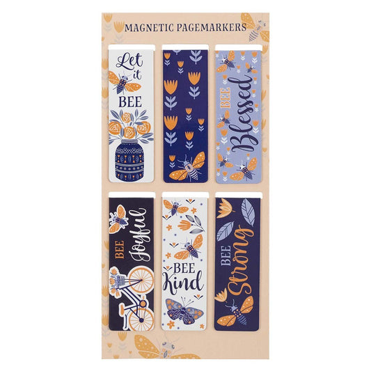 Front view of the Let It Bee Magnetic Bookmark Set