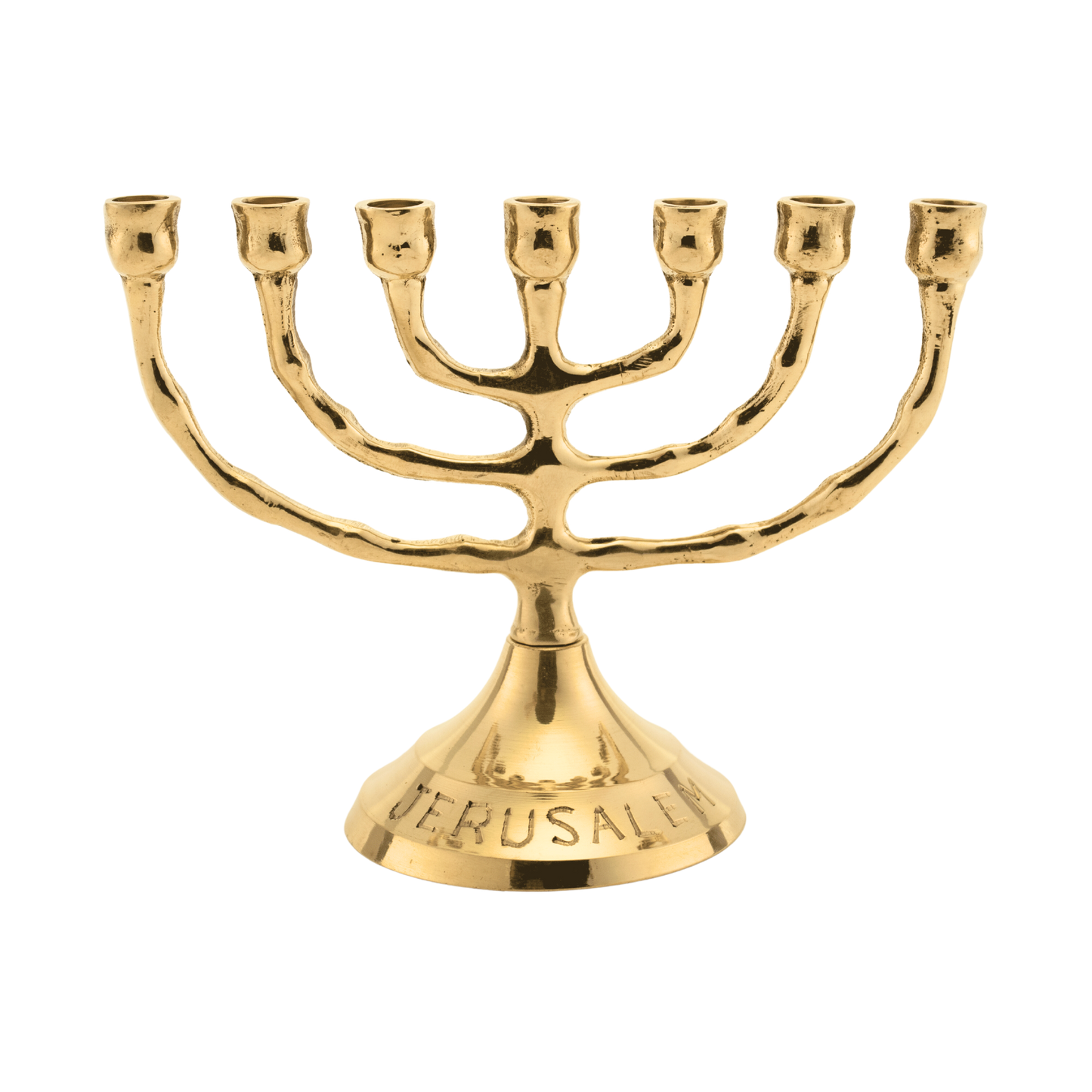 Three and a half inch polished brass menorah