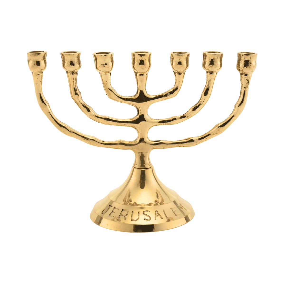 Polished brass Jerusalem menorah