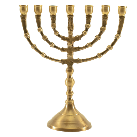 Eight and three quarter inch solid antique brass menorah