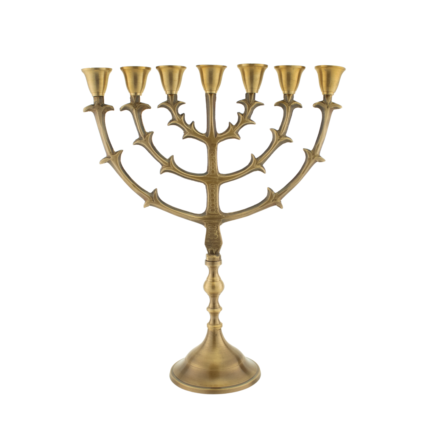 Twelve inch antique solid brass menorah