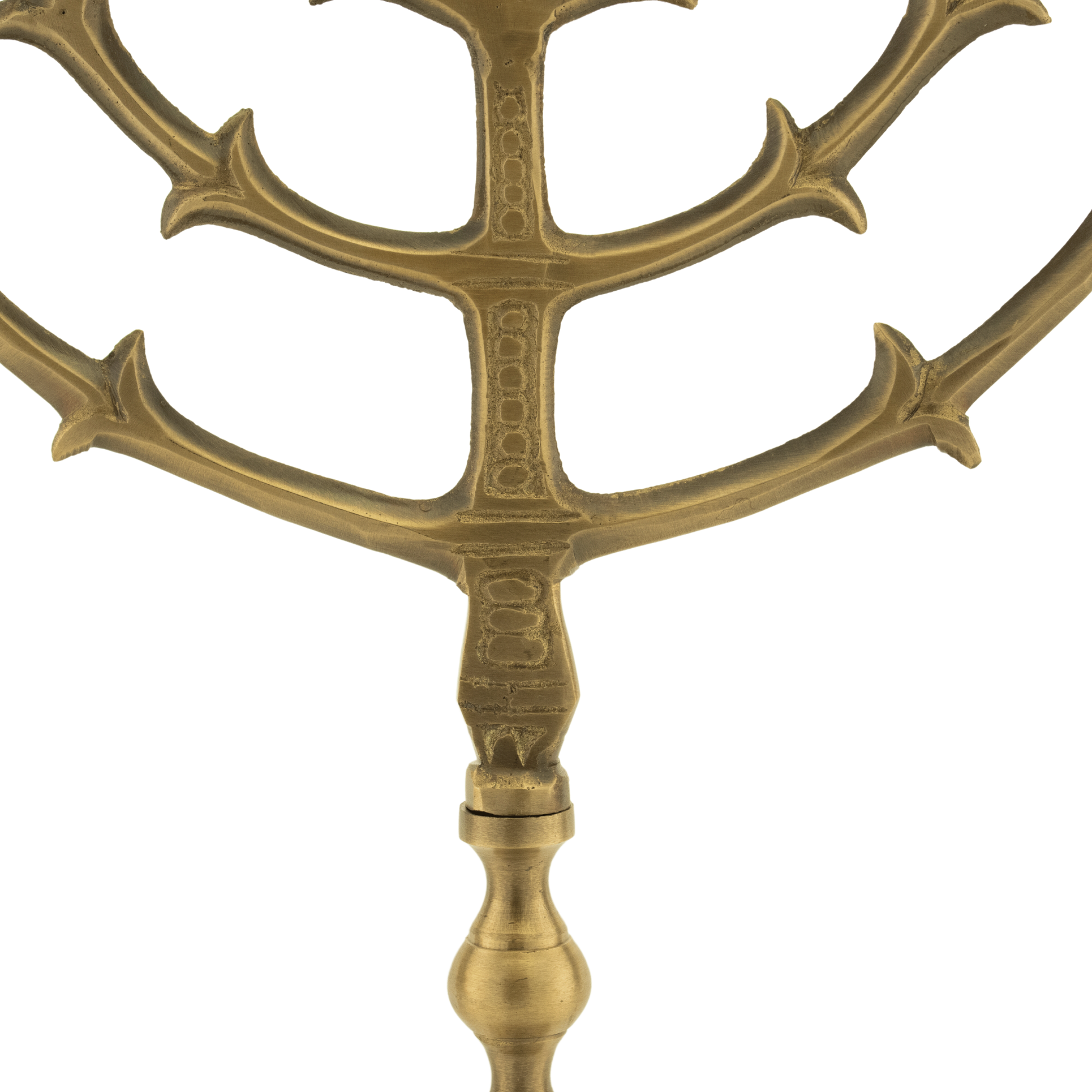 Twelve inch antique solid brass menorah