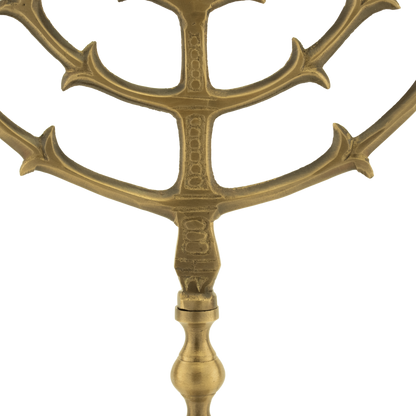 Twelve inch antique solid brass menorah