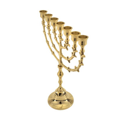 Twelve and a half inch polished brass menorah