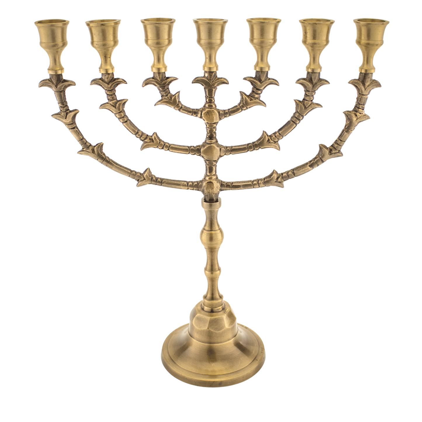 Twelve and a half inch antique brass menorah