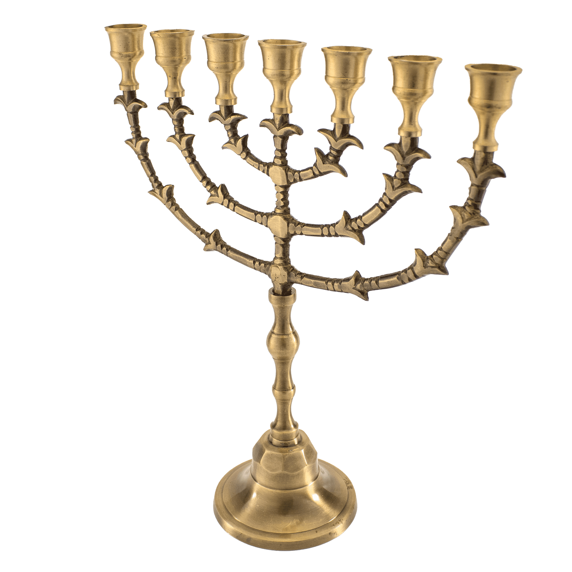 Twelve and a half inch antique brass menorah