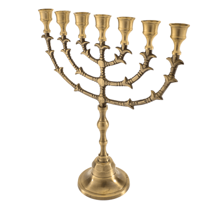 Twelve and a half inch antique brass menorah