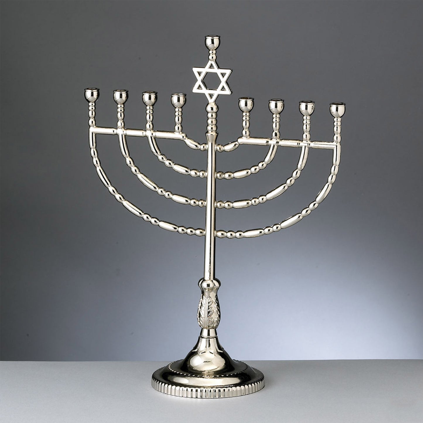Solid precision die cast classic polished silvertone menorah 