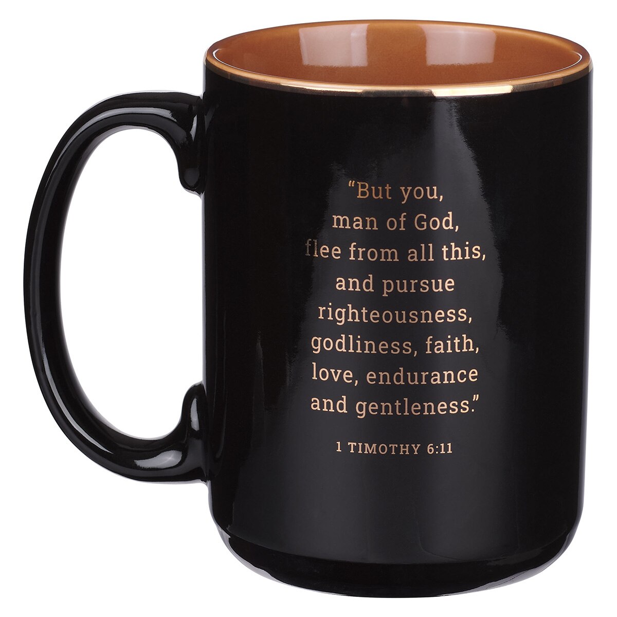 Man of God Black Ceramic Coffee Mug - 1 Timothy 6:11