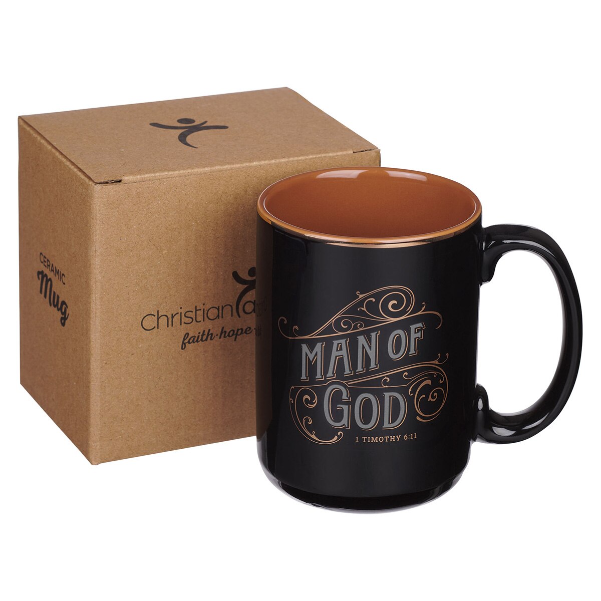 Man of God Black Ceramic Coffee Mug - 1 Timothy 6:11