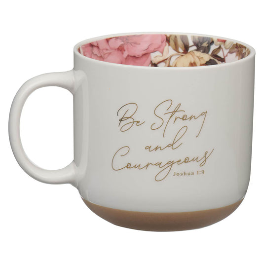 Be Strong and Courageous Pink Dahlia Ceramic Coffee Mug - Joshua 1:9