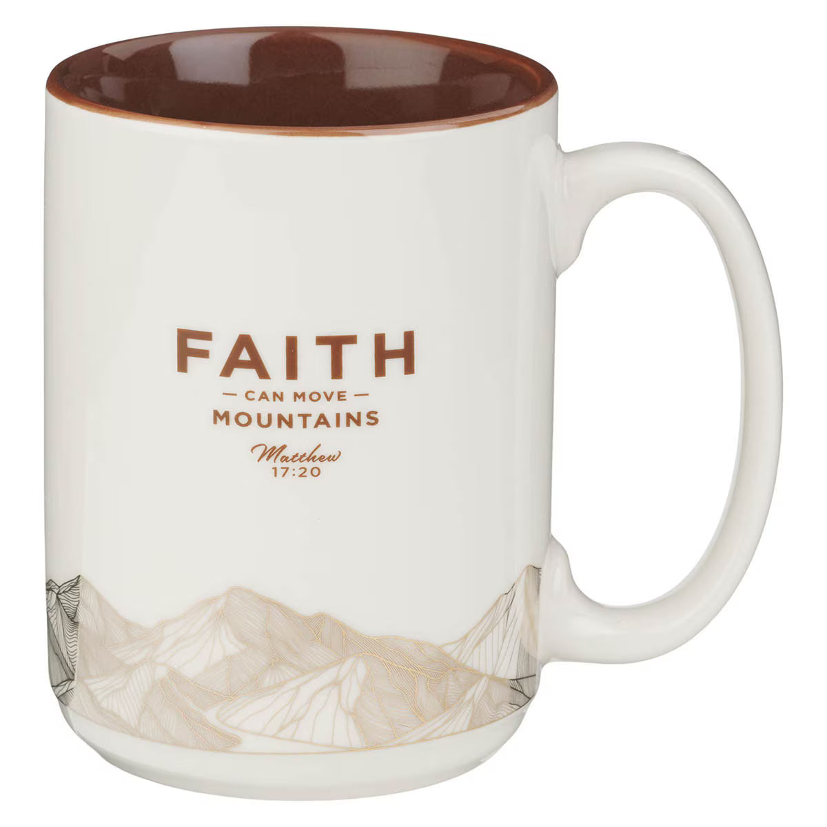 Faith Can Move Mountains White Ceramic Coffee Mug - Matthew 17:20