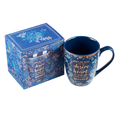 Desire of Your Heart Navy Ceramic Coffee Mug - Psalm 20:4