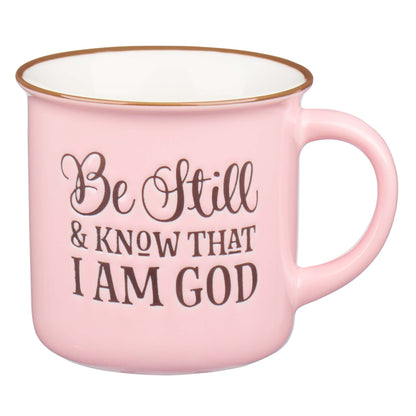 Be Still and Know Pink Camp-style Coffee Mug - Psalm 46:10