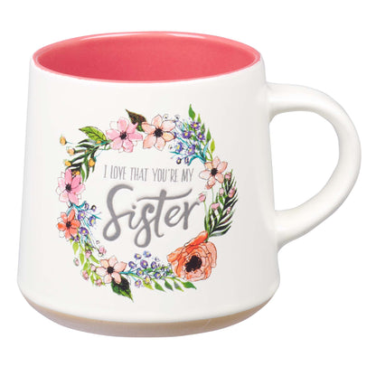 Sister Ceramic Coffee Mug with Clay Dipped Base - Ecclesiastes 4:9