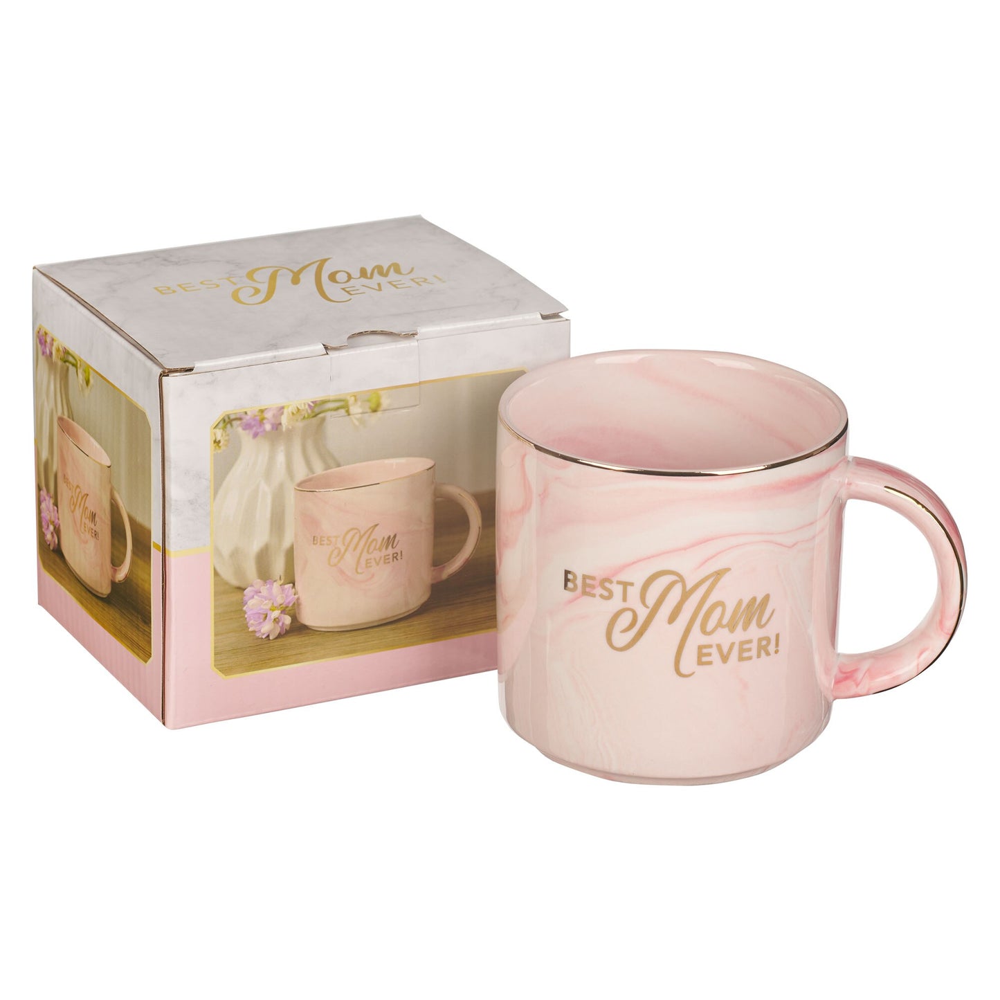 Best Mom Ever Pink Marbled Ceramic Coffee Mug