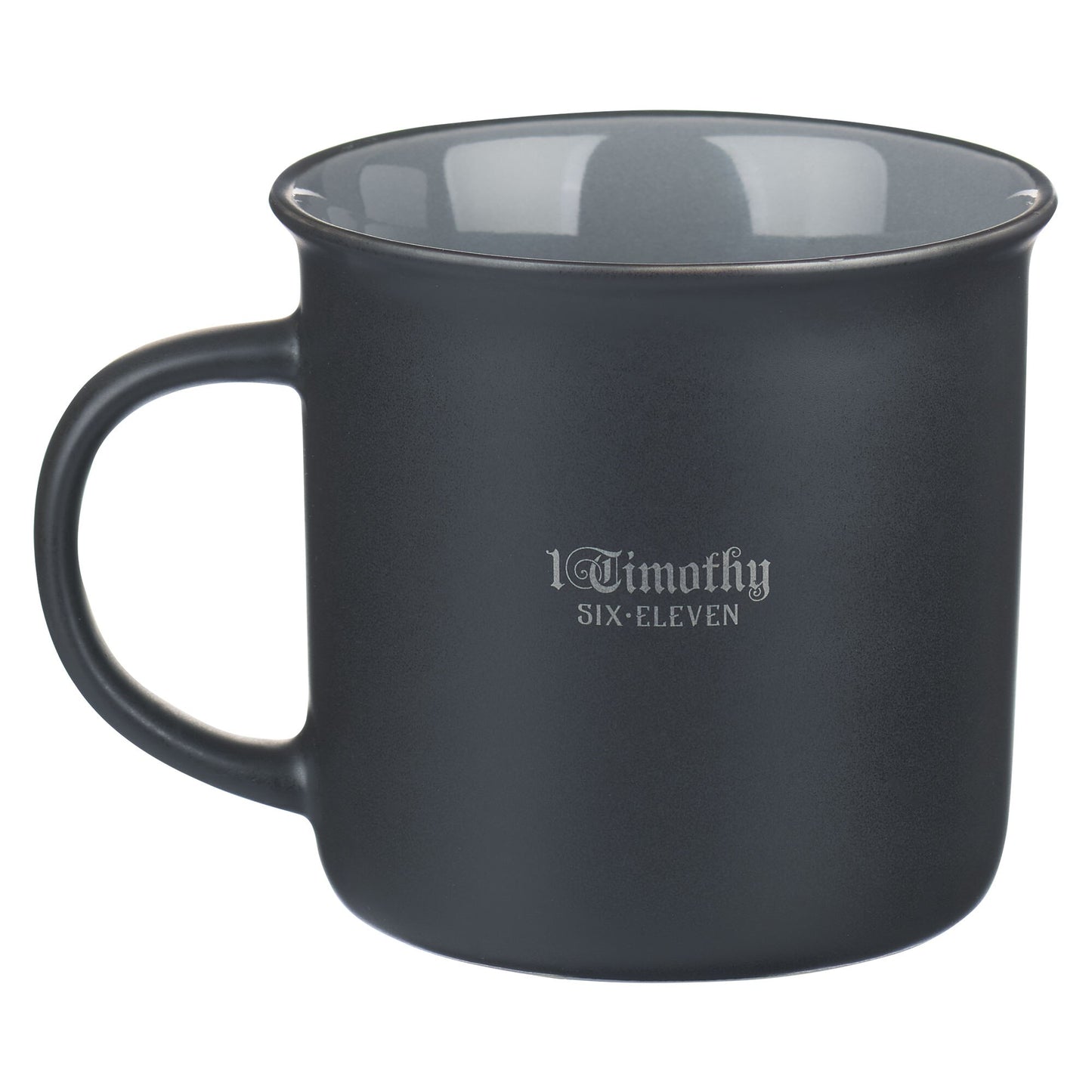 Charcoal Gray Man of God Ceramic Coffee Mug - 1 Timothy 6:11