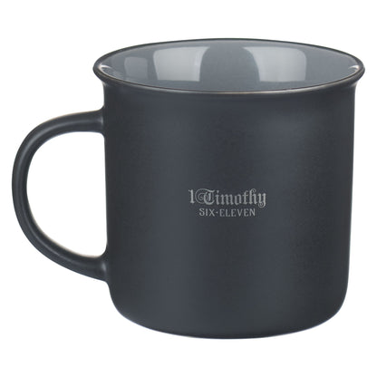 Charcoal Gray Man of God Ceramic Coffee Mug - 1 Timothy 6:11