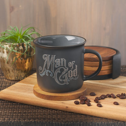 Charcoal Gray Man of God Ceramic Coffee Mug - 1 Timothy 6:11