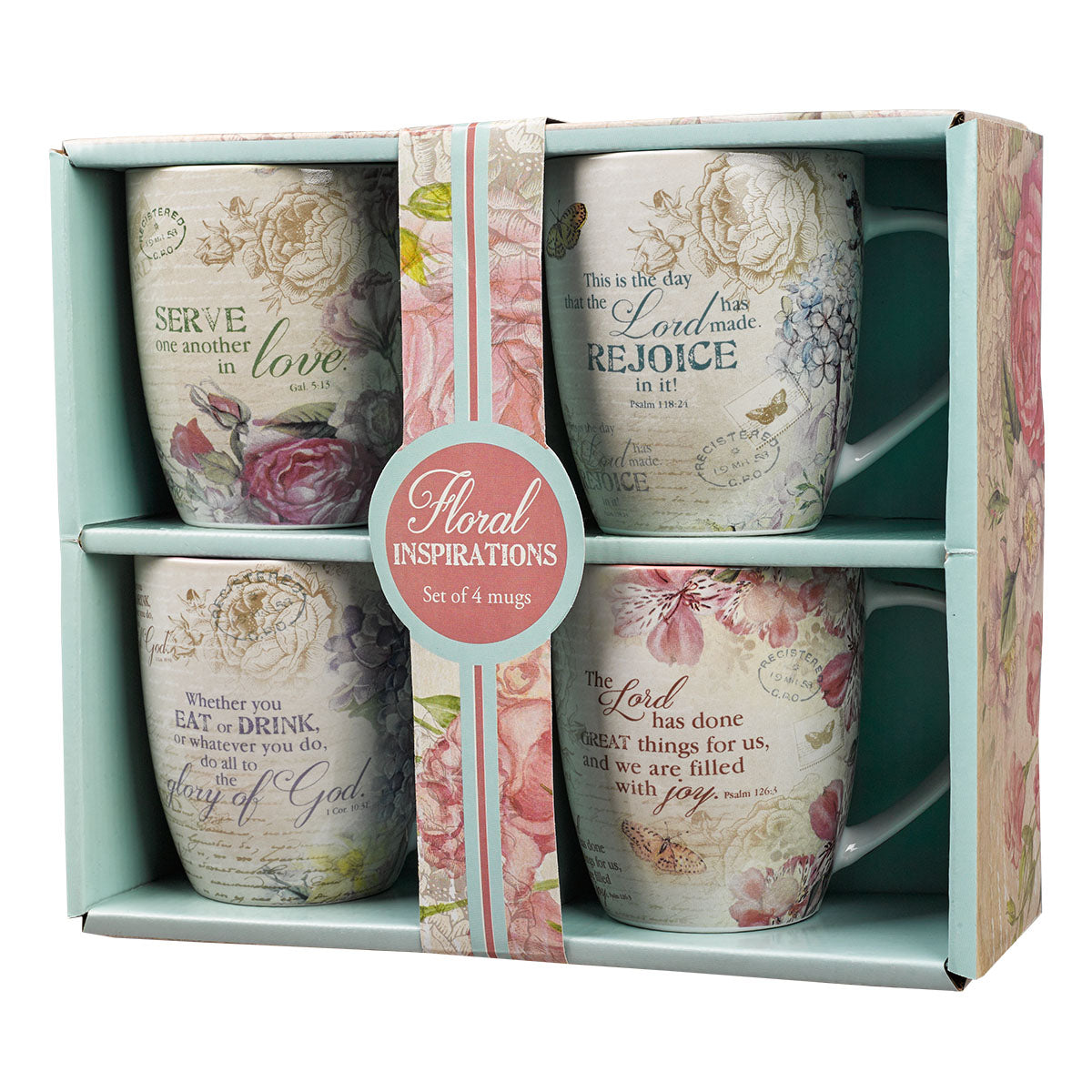 Floral Inspirations Four Piece Coffee Mug Set