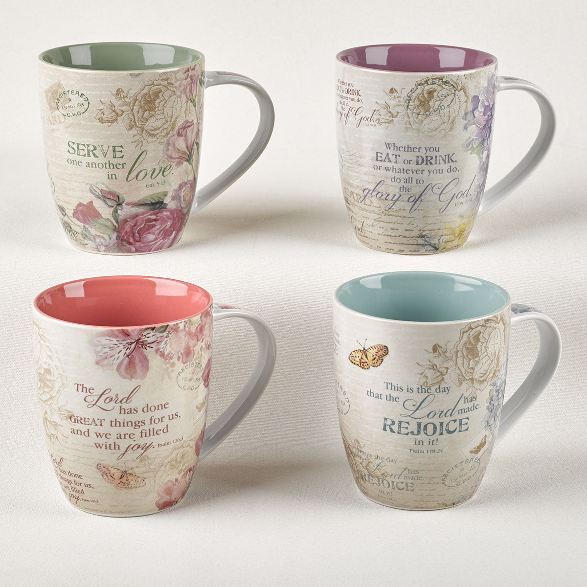 Floral Inspirations Four Piece Coffee Mug Set