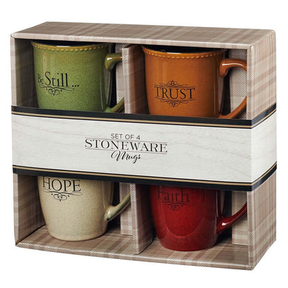 Faith, Hope, Trust & Be Still Stoneware Mug Set