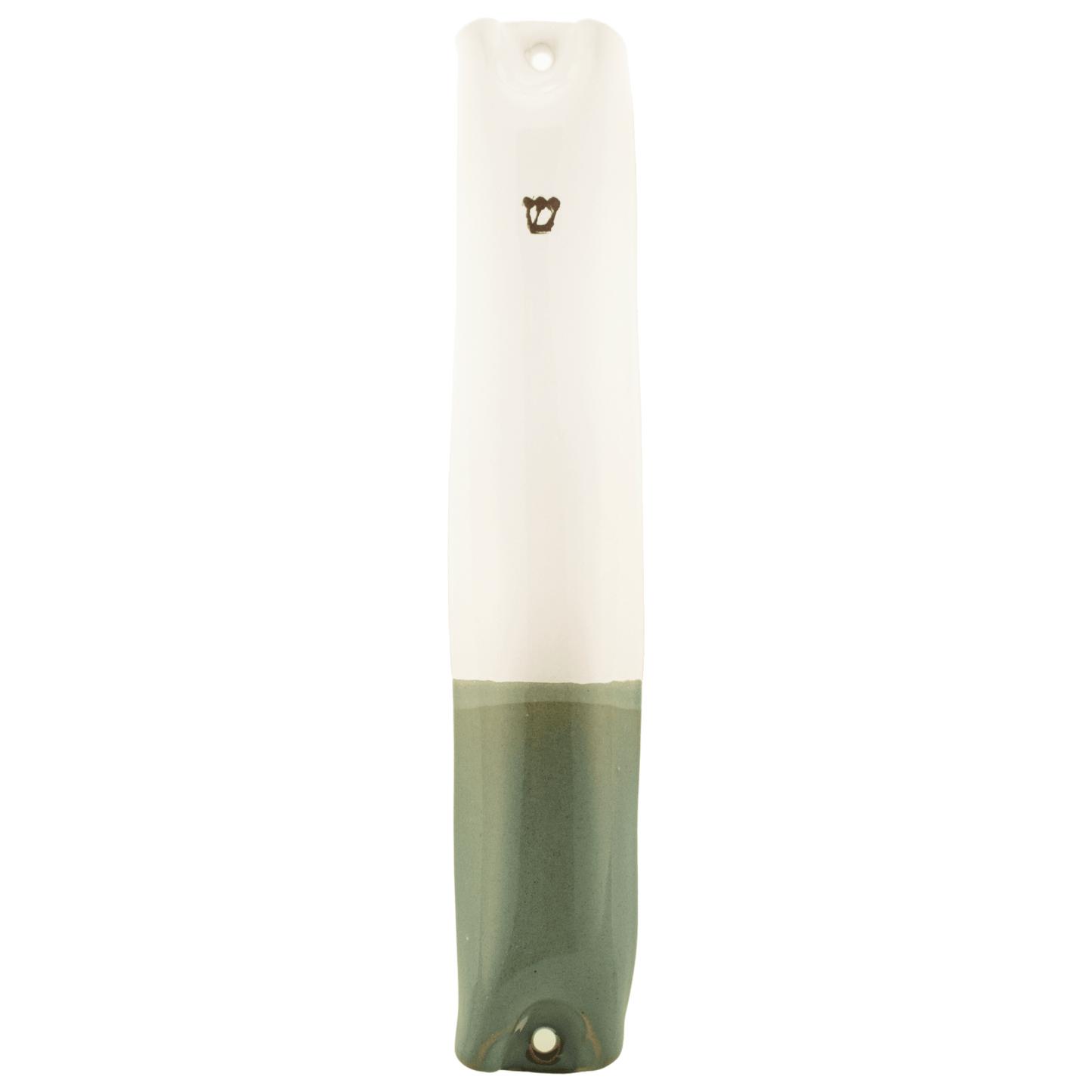 Sage and white handcrafted ceramic mezuzah