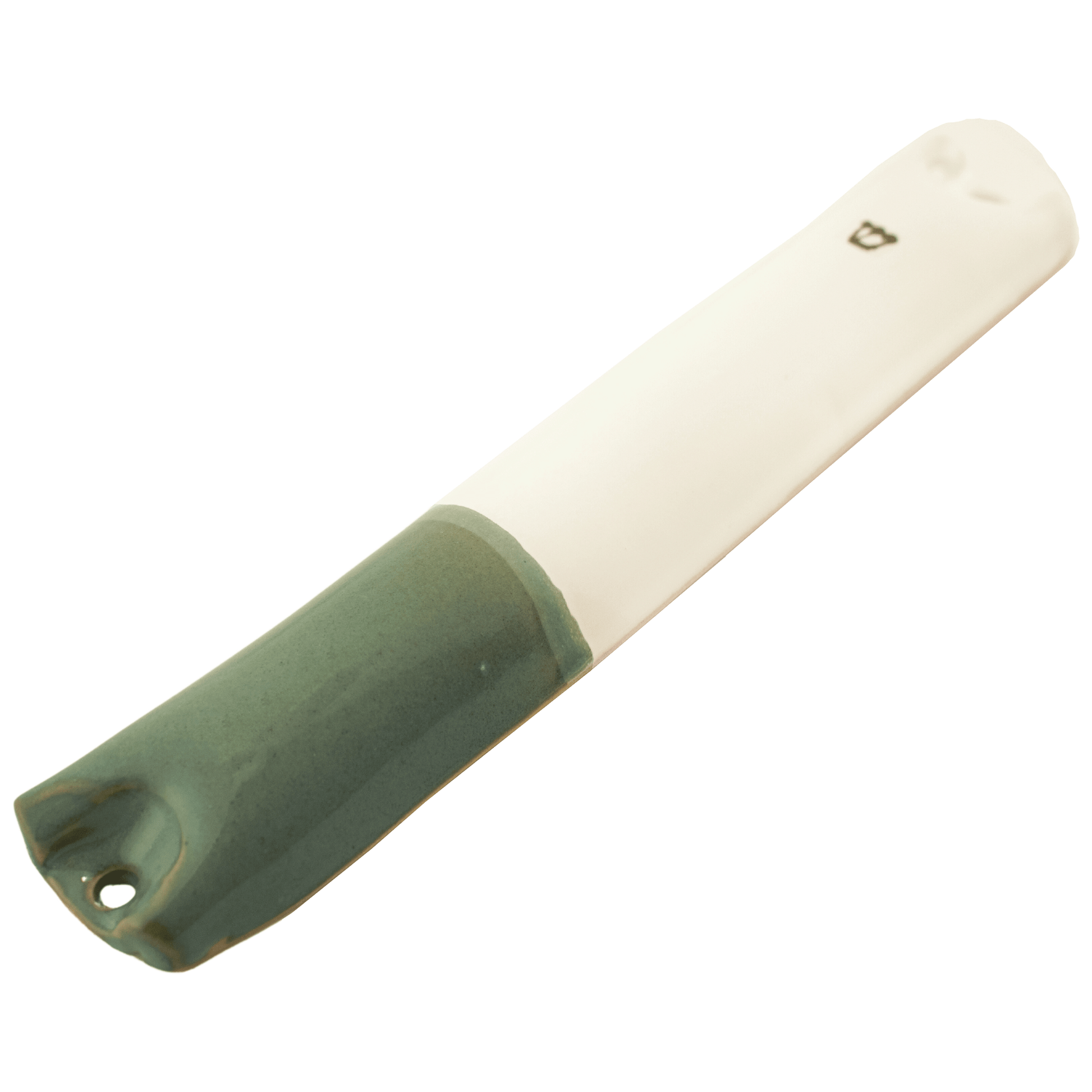 Sage and white handcrafted ceramic mezuzah