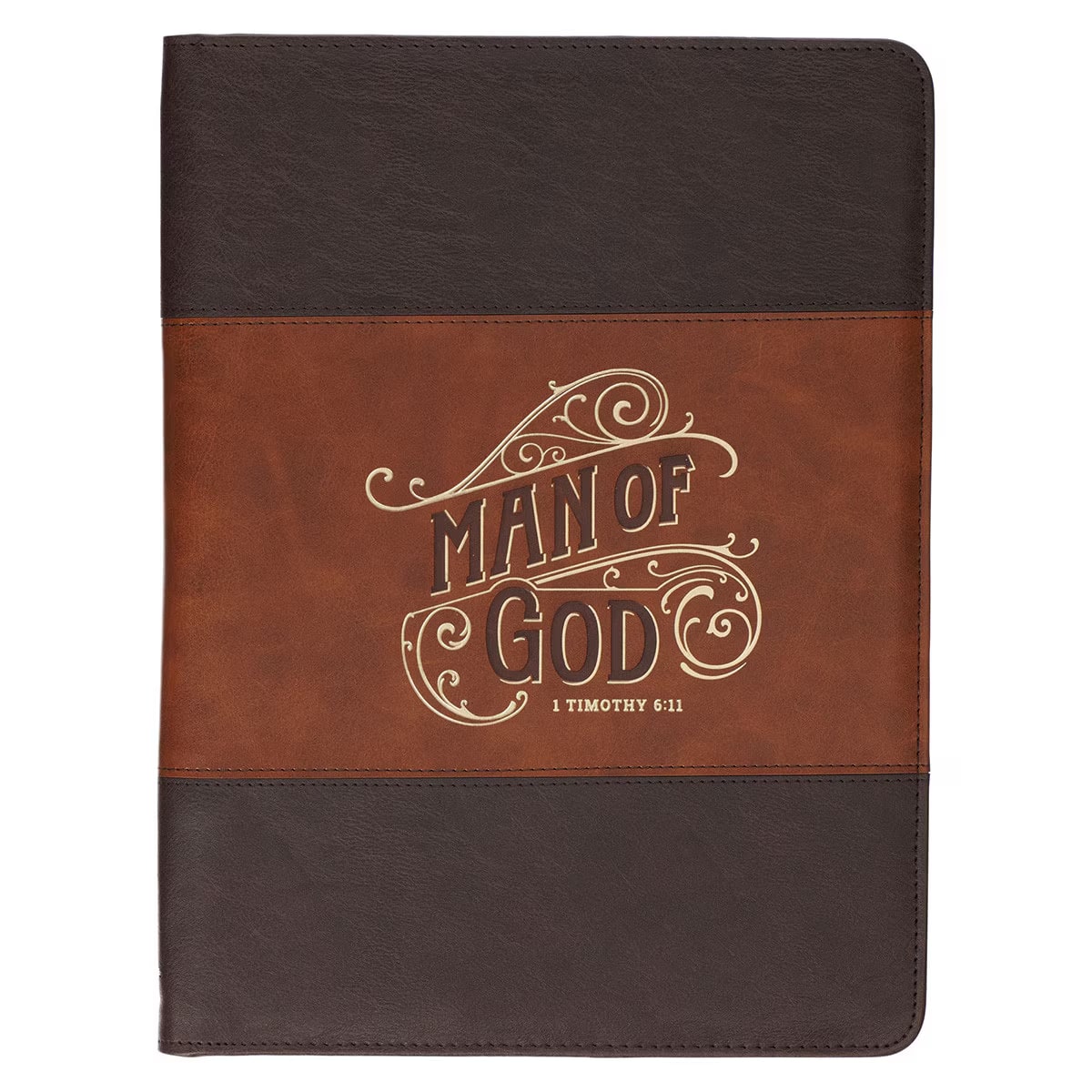 Man of God Honey-brown and Espresso Executive Padfolio - 1 Timothy 6:11